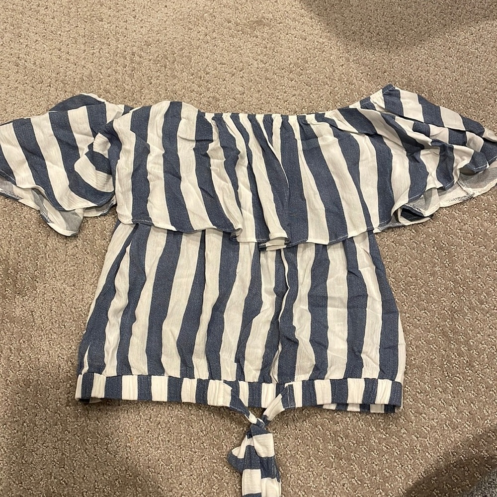 American Eagle Off the Shoulder Striped Top